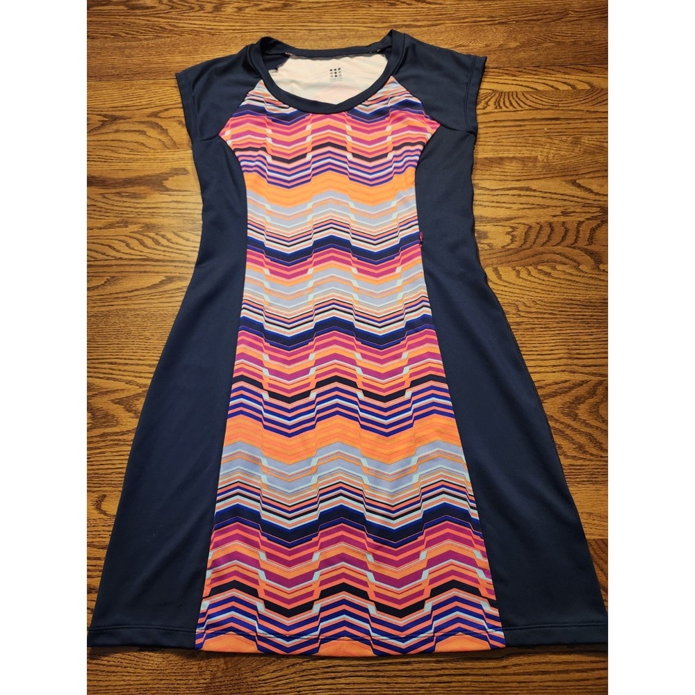 Title Nine Dress‎ Womens Small Gidget 2.0 Navy Blue Pink Chevron